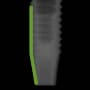 Radiograph showing tapered, outlined in green