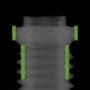Radiograph showing wider, outlined in green